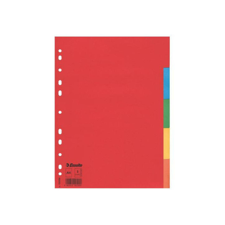 Separador de carton con 5 posiciones formato a4 colores vivos esselte 100199