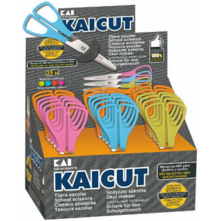 Expositor de 25 unidades tijeras escolares kaicut 13 cm. alpino pt0014