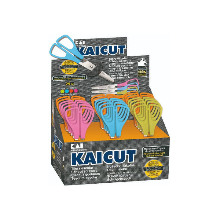 Expositor de 25 unidades tijeras escolares kaicut 13 cm. alpino pt0014