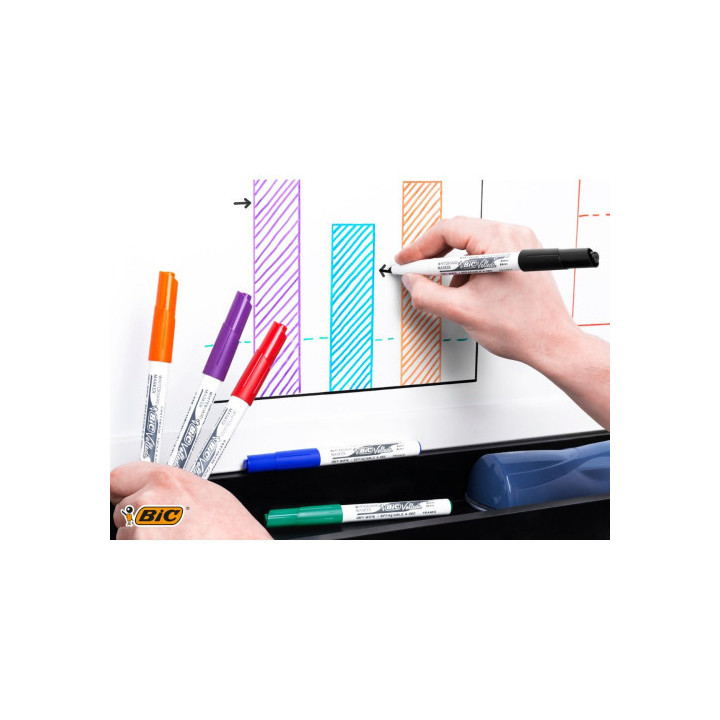 Estuche 8 marcadores para pizarra blanca 1741 tinta a base de acetona trazo 1,4mm. surtidos velleda 503844