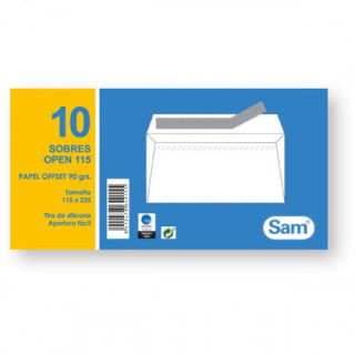 Paquetes de 10 sobres open tamaño 115x225  90 grs. sam 664915