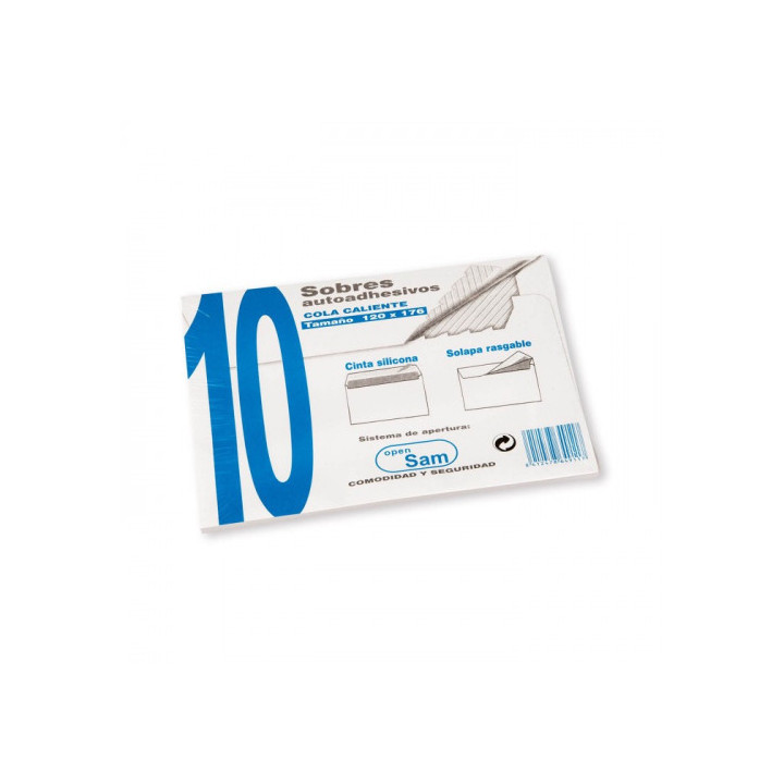 Paquetes de 10 sobres open tamaño 120x176  90 grs. sam 664911