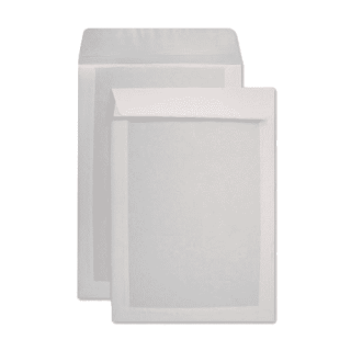 Caja 125 bolsas folio prolongado (260x360) offset blanco 120 g.cartosam respaldo carton 450 grs. autoadhesivo tira silicona s...