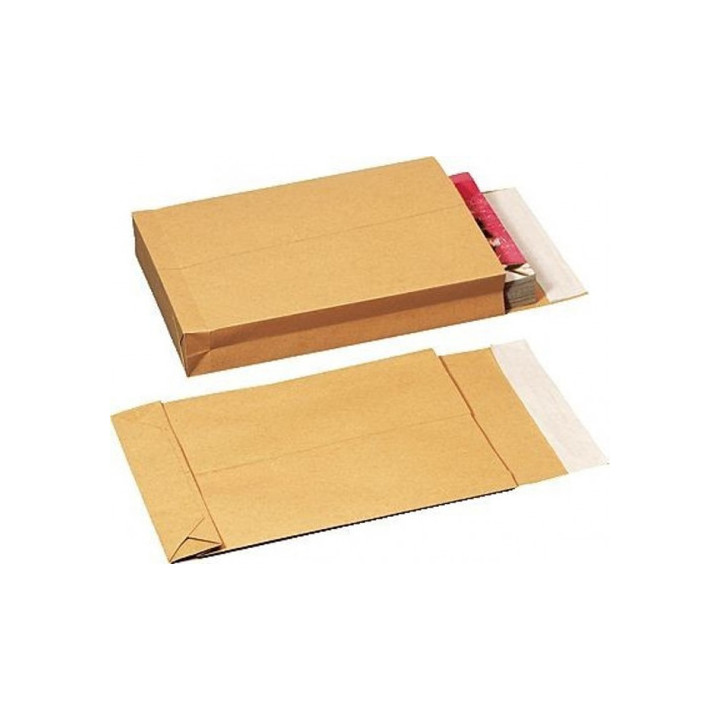 Caja 250 bolsas din b4 folio (250x353) bolsa fuelle 250x353x30  kraft 120 grs.  fuelle 3 lados - autosam tira de silicona sam...