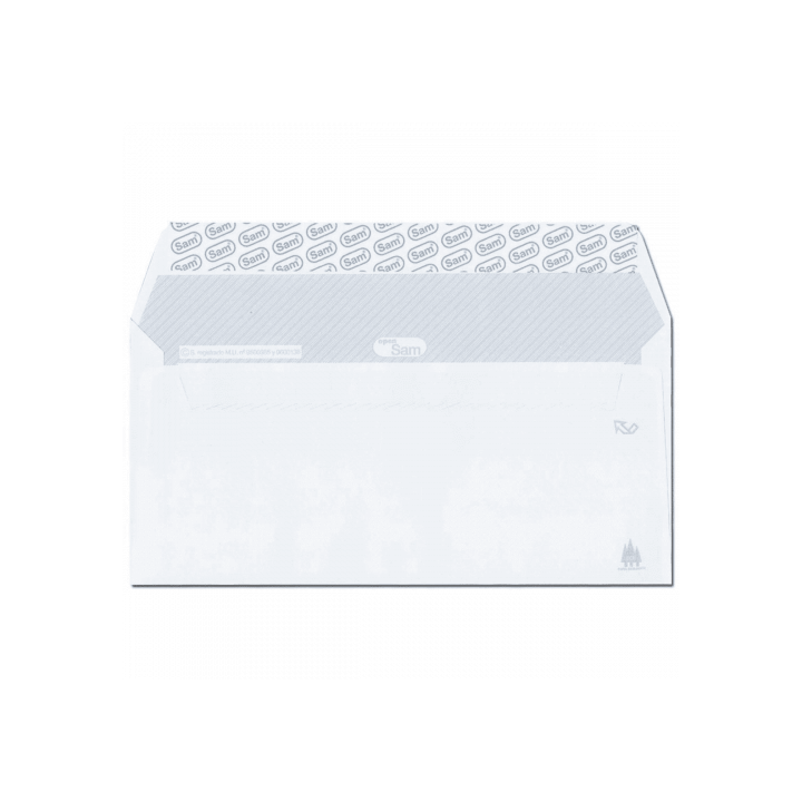 Caja 500 sobres americano (115x225) offset blanco 90 grs. opensam autoadhesivo con tira de silicona sam 247684
