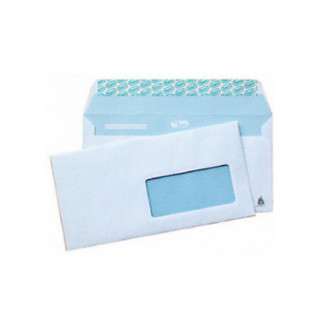 Caja 500 sobres din dl (110x220) offset blanco 90 grs. ventana derecha 45x100  b.20 d.20 opensam autoadhesivo con tira de sil...