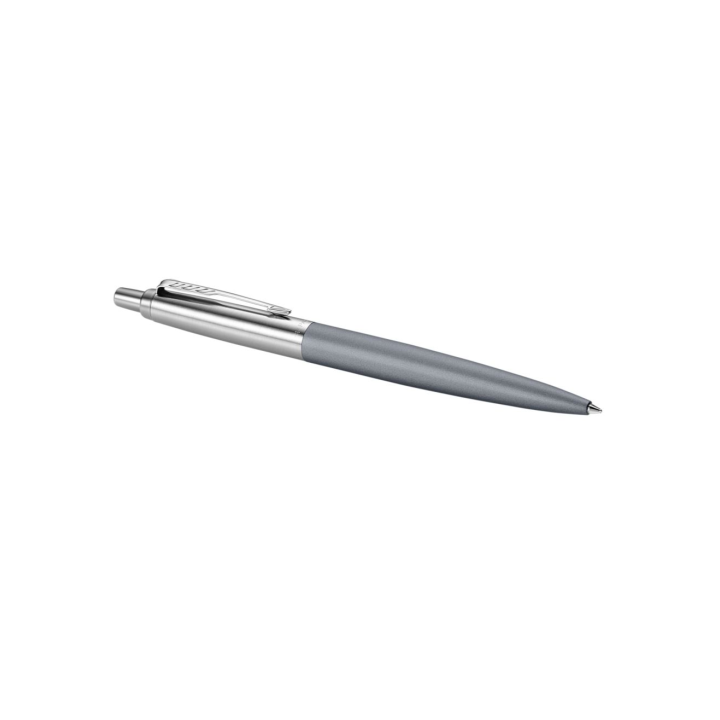 Bolígrafo jotter xl alexandra gris mate ribete de color cromo plumín medio tinta azul parker 2068360