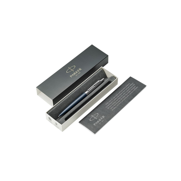 Bolígrafo jotter xl primrose azul mate ribete de color cromo plumín medio tinta azul parker 2068359