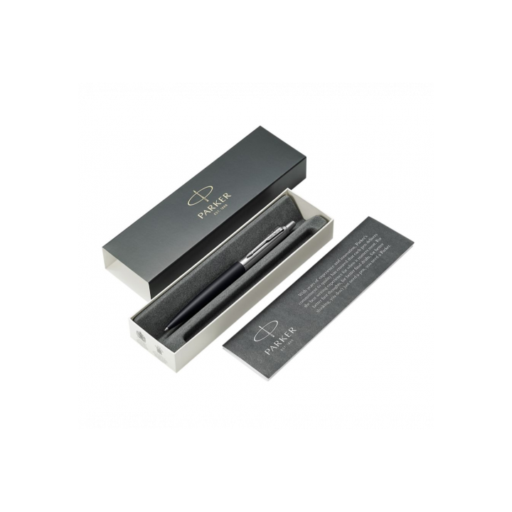 Bolígrafo jotter xl richmond negro mate ribete de color cromo plumín medio tinta azul parker 2068358