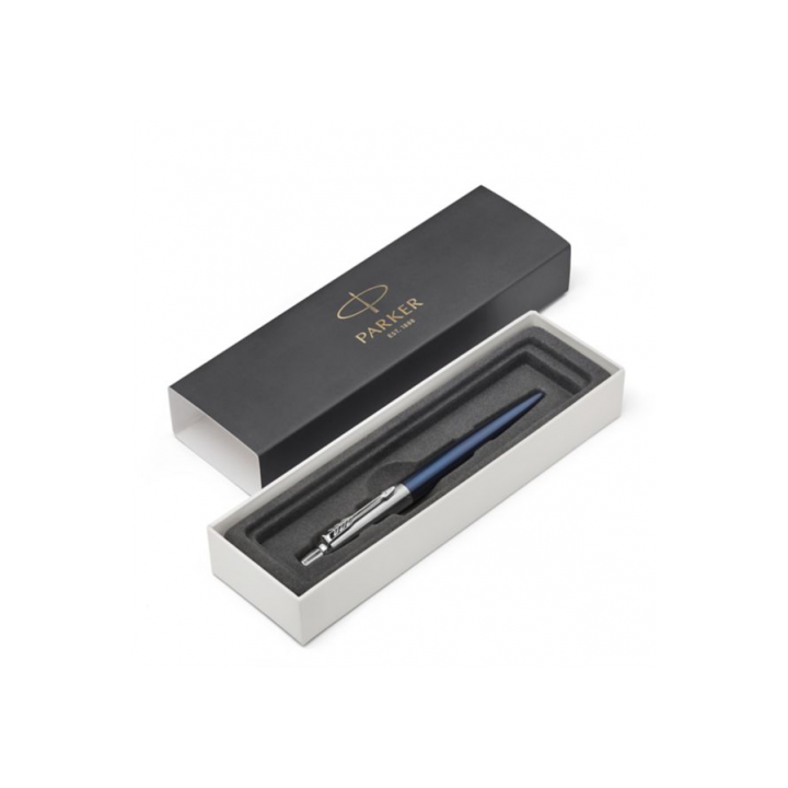Bolígrafo retráctil jotter royal azul con borde cromado punto medio tinta azul parker 1953186