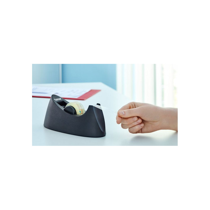 Dispensador sobremesa easy cut curve antideslizante + 1 rollos 19mm.x10m. negro tesa 53917-00000-00