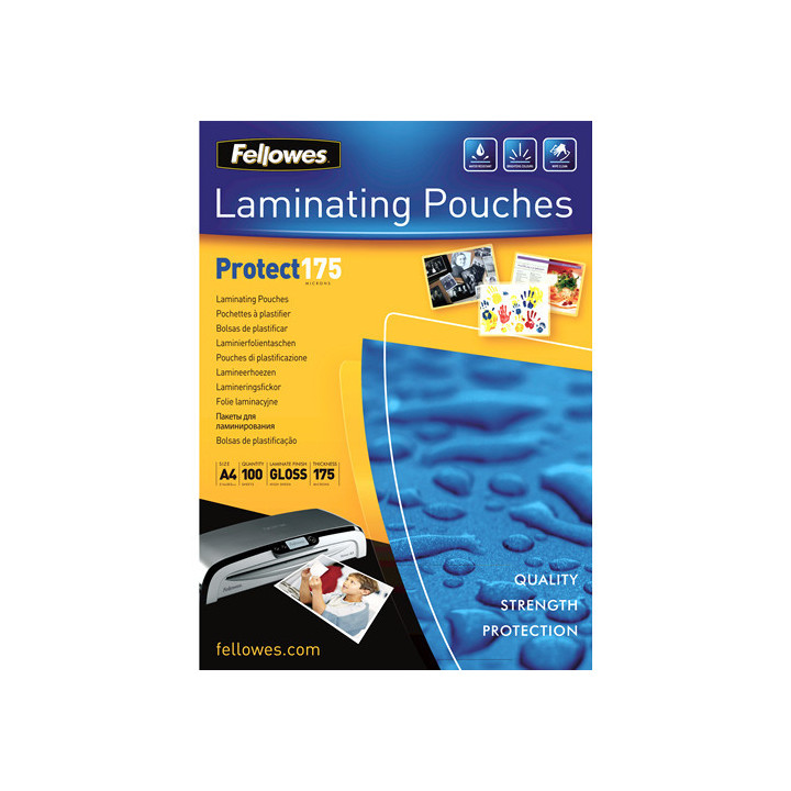 Pack 100 bolsas plastificacion 216x303 175 micras a4 fellowes 5308703