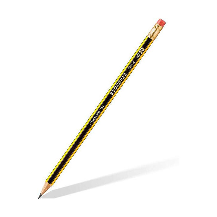 Staedtler Noris 122 Lapiz de Grafito Hexagonal con Goma - Mina HB - Resistencia a la Rotura - Sin PVC ni Latex