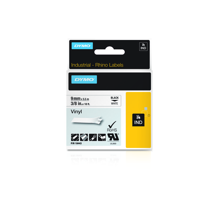 Cinta rotuladora rhinopro vinilo blanco 9mm.x5