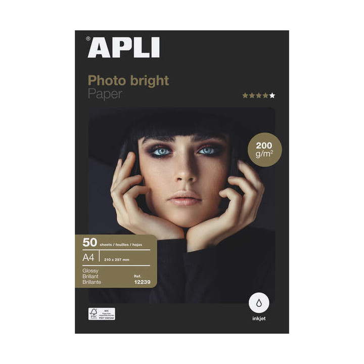 Apli Papel Fotografico Photobright A4 200g 50 Hojas