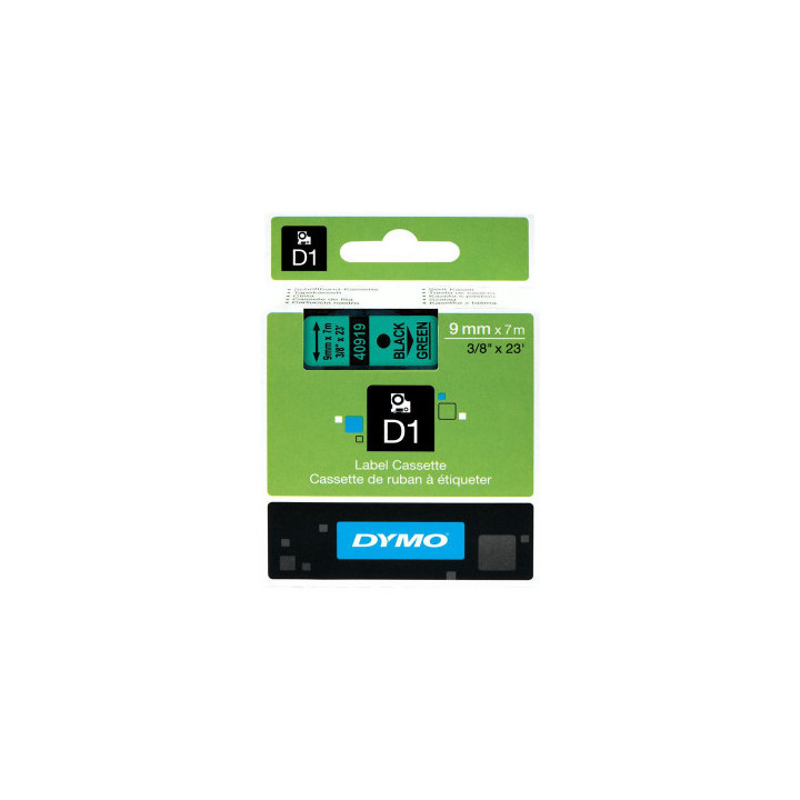 Cinta rotuladora d1 9mmx7m negro/verde dymo s0720740