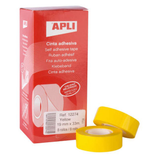 Apli Cinta Adhesiva Polipropileno 19mm x 33m - Resistente al Agua y a la Intemperie - Facil de Cortar con las Manos - Ideal par