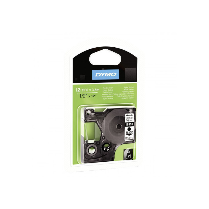 Cinta rotuladora d1 12mmx3.5m nylon negro/blanco dymo s0718040