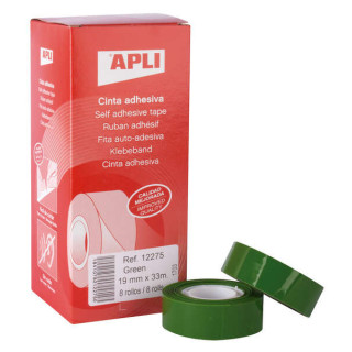 Apli Cinta Adhesiva Polipropileno 19mm x 33m - Resistente al Desgarro - Facil de Cortar - Adhesivo de Alta Calidad - Color Verd