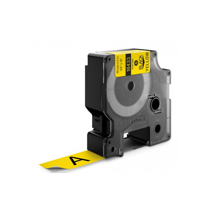Cinta rotuladora rhinopro vinilo 19mmx5.5m negro/amarillo dymo 18433