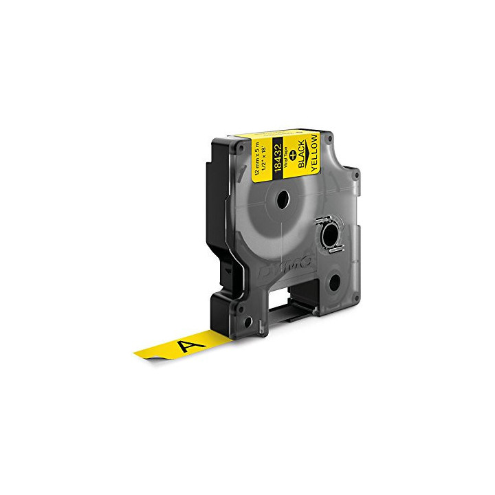 Cinta rotuladora rhinopro vinilo 12mmx5.5m negro/amarillo dymo 18432