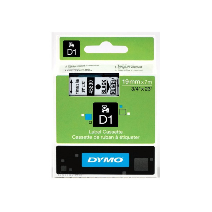 Cinta rotuladora d1 19mmx7m negro/transparente dymo s0720820