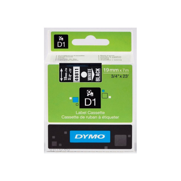 Cinta rotuladora d1 19mmx7m blanco/negro dymo s0720910