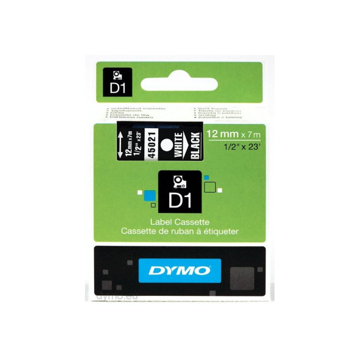 Cinta rotuladora d1 12mmx7m blanco/negro dymo s0720610