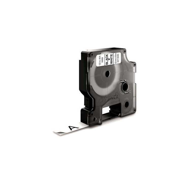 Cinta rotuladora d1 12mmx5.5m poliester negro/blanco dymo s0718060