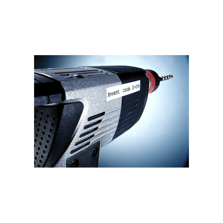 Cinta rotuladora d1 12mmx5.5m poliester negro/blanco dymo s0718060