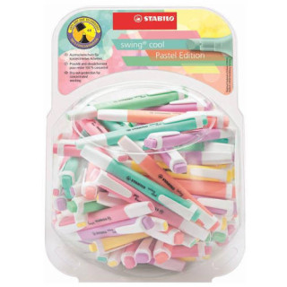 Expositor bombonera plastico swing cool pastel 100 unidades surtidas trazo 1/4mm. stabilo 275/100-8-2