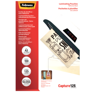 Pack 100 bolsas plastificacion autoadhesivas 125 micras a3 fellowes 5329001