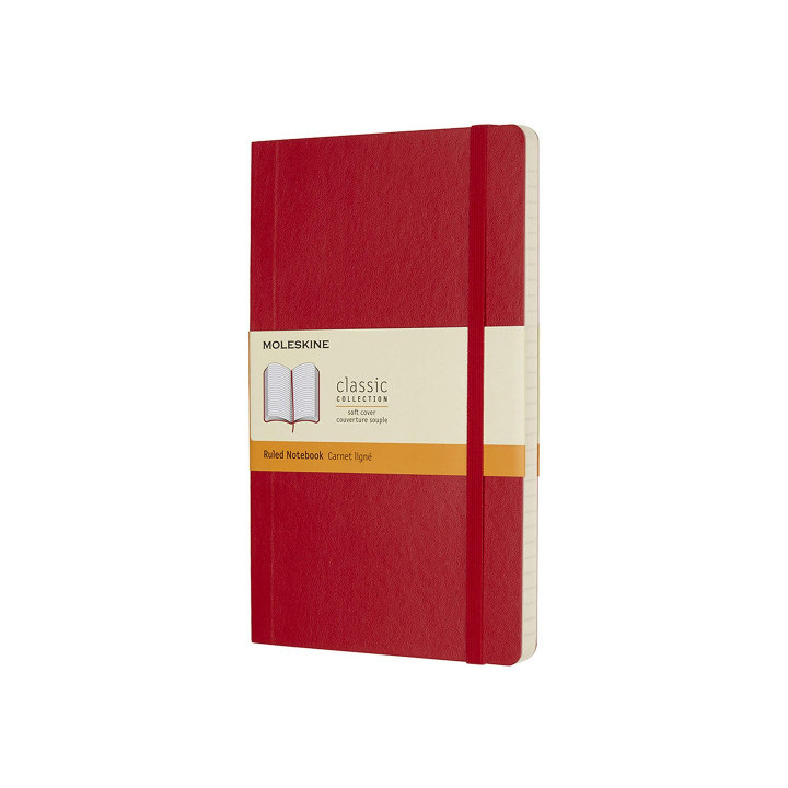 Libreta clasica tapa blanda rojo escarlata l (13x21cm) rayada moleskine qp616f2