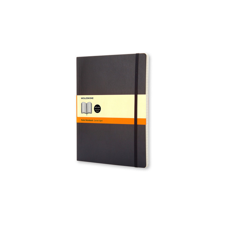 Libreta clasica tapa blanda negra xl (19x25cm) rayada moleskine qp621
