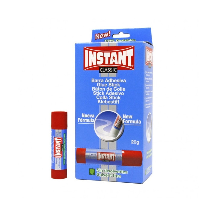Instant Classic Barra de Pegamento 20grs - Apto para Uso Infantil y/o Domestico - Lavable - Sin Disolventes