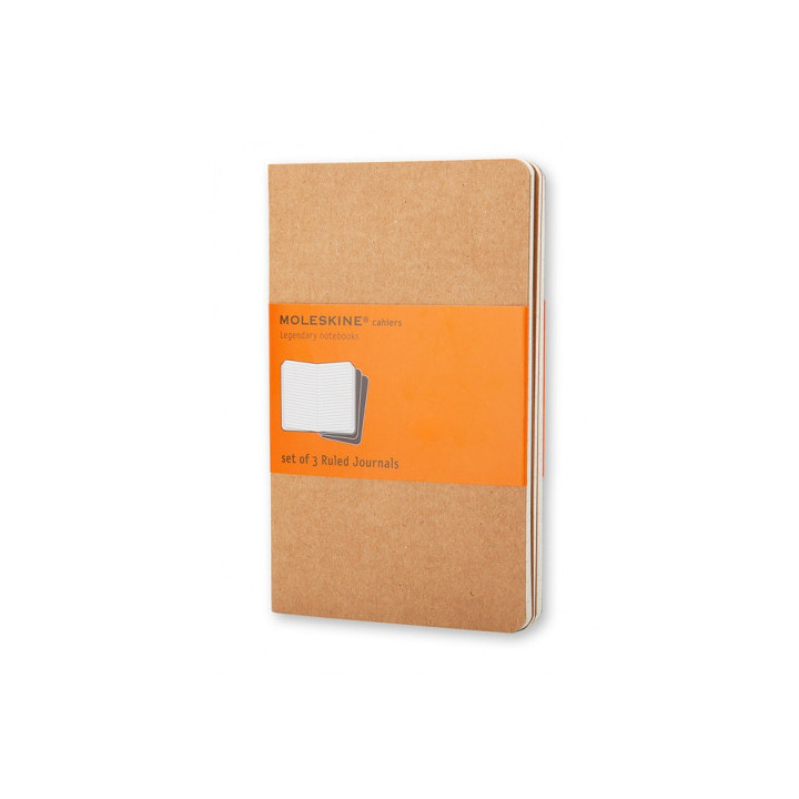 Set de 3 libretas cahier marrón kraft p (9x14cm) rayas moleskine qp411