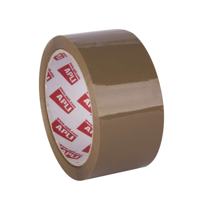 Apli Precinto Premium Pp Solvente - 48mm x 66m - Resistente al Agua y a la Intemperie - Facil de Cortar - Marron