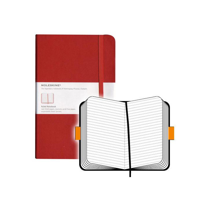 Libreta clasica tapa dura roja l (13x21cm) rayada moleskine qp060r