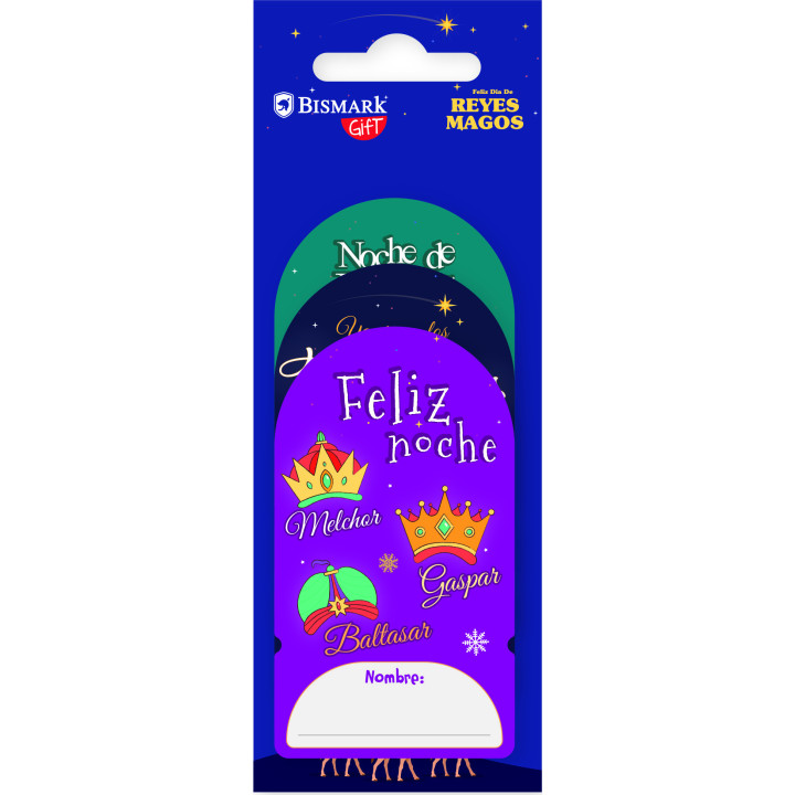 Pack 6 etiquetas adhesivas reyes magos (6x16,5 cm) bismark 333589
