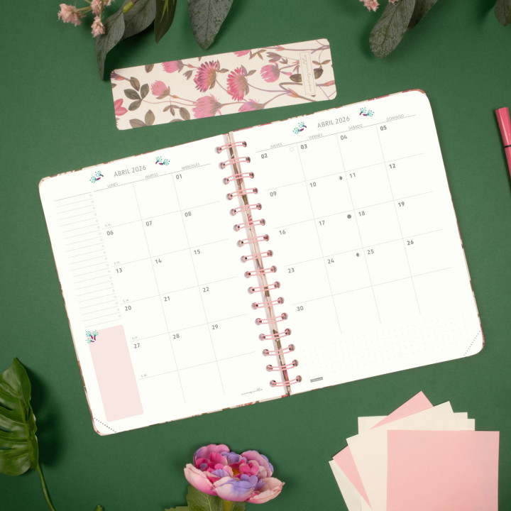 Agenda 2026 moniquilla e10 155x212mm semana vista horizontal amapola finocam 770100126
