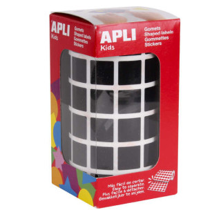 Apli Gomets Cuadrados Negros - 15 x 15mm - 59 Hojas Pretroqueladas - 2832 Gomets por Rollo - Ideal para Escuelas y Talleres Inf