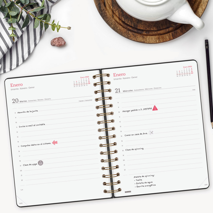 Agenda 2026 trendy alma e10 155x212mm dia pagina negro finocam 762040126