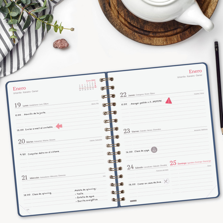 Agenda 2026 trendy alma e10 155x212mm semana vista horizontal azul finocam 762020426