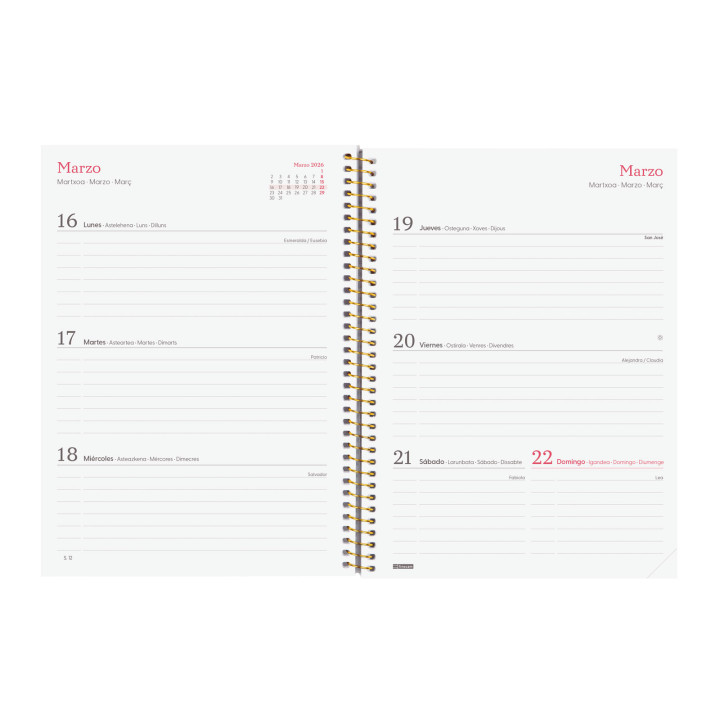 Agenda 2026 trendy design e10 155x212mm semana vista horizontal flora finocam 742233026