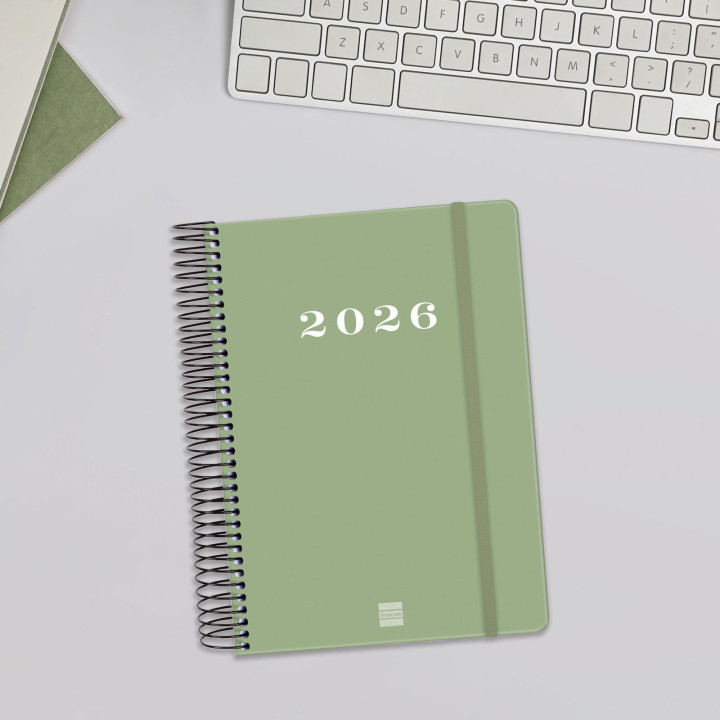 Agenda 2026 basic my e10 155x212mm dia pagina verde finocam 743522026