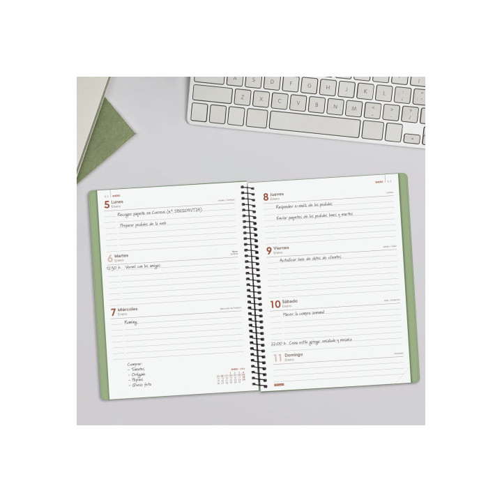 Agenda 2026 basic my e10 155x212mm semana vista horizontal verde finocam 743502026