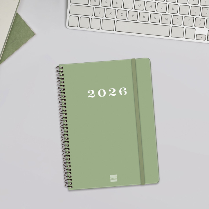 Agenda 2026 basic my e10 155x212mm semana vista horizontal verde finocam 743502026