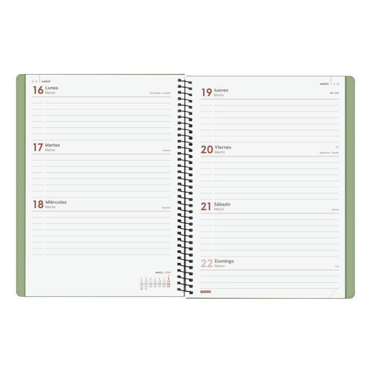 Agenda 2026 basic my e10 155x212mm semana vista horizontal verde finocam 743502026