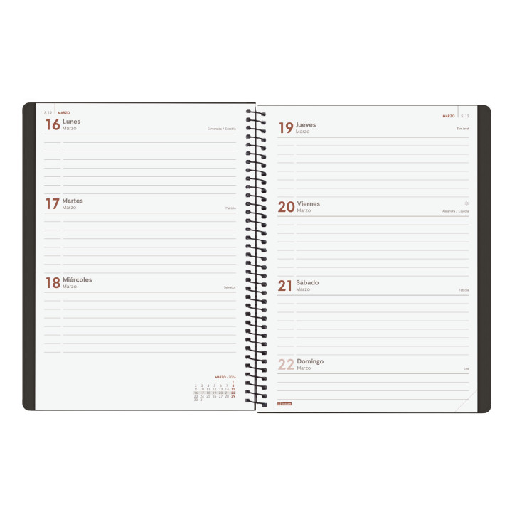 Agenda 2026 basic my e10 155x212mm semana vista horizontal negro finocam 743506026
