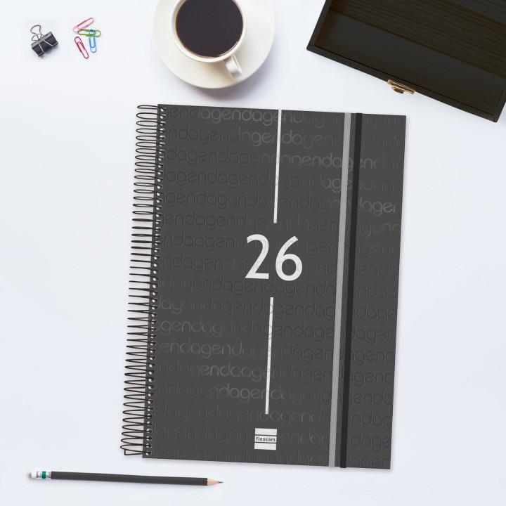 Agenda 2026 basic year e40 210x297mm dia pagina negro finocam 741116026